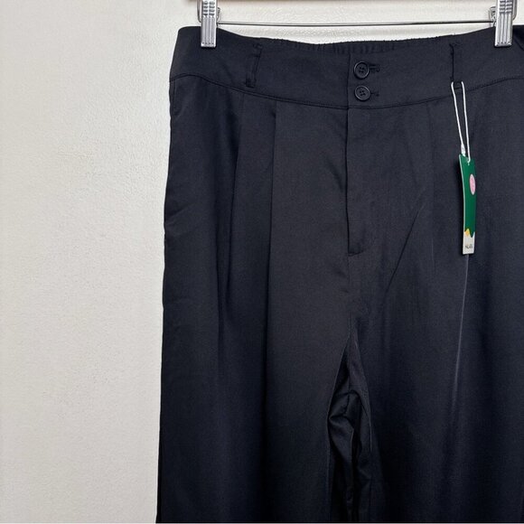 Halara Womens 44 Tapered High Waisted Button Straight Leg Trouser In Black - Picture 4 of 14